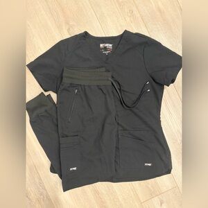 Grey's Anatomy Black Spandex Stretch Scrub Set - Medium